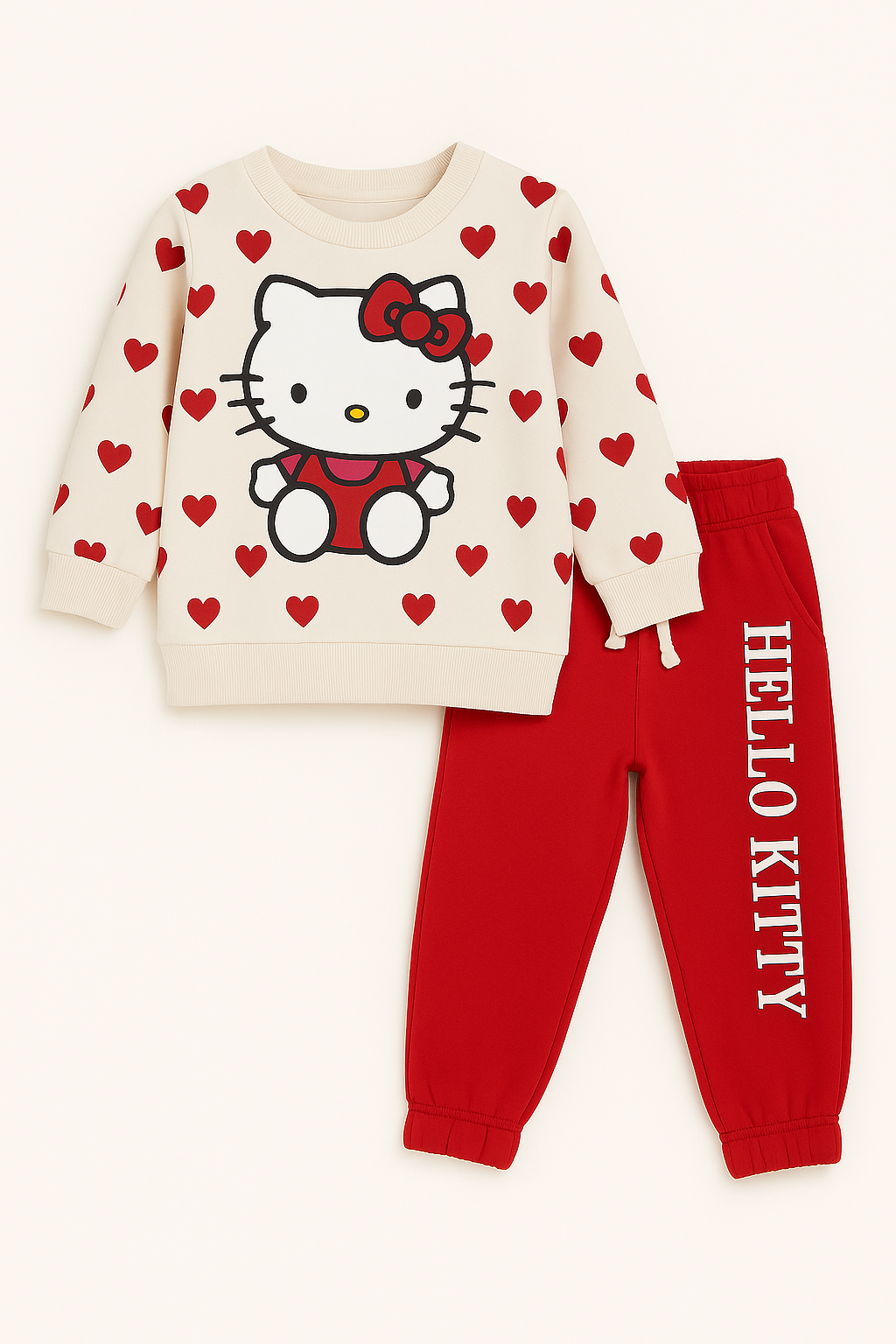Hello Kitty Kids Tracksuit – Red & Cream