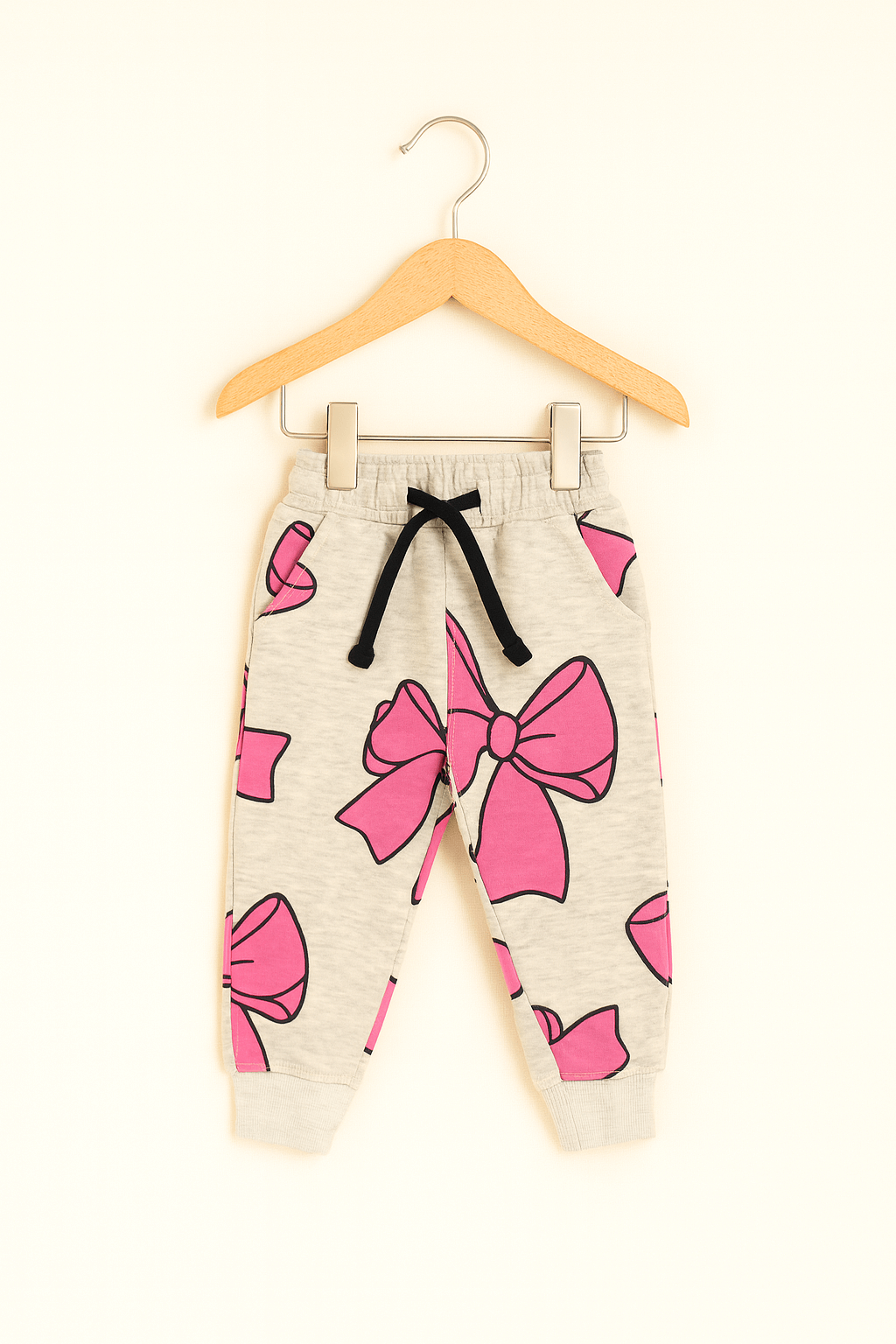 Cute Pink Bow Printed Kids Tracksuit 