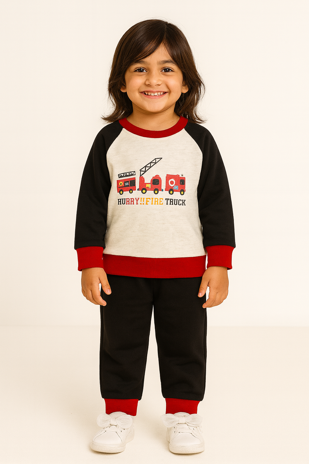 Hurry truck Fleece Premium Quality Sweatshirt Grey ,Black & Red For Boys