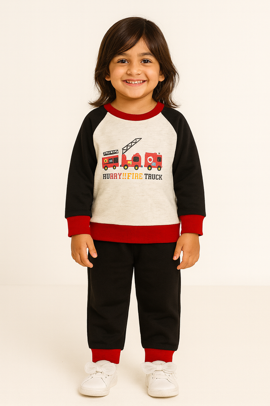 Hurry truck Fleece Premium Quality only Sweatshirt Grey ,Black & Red For Boys