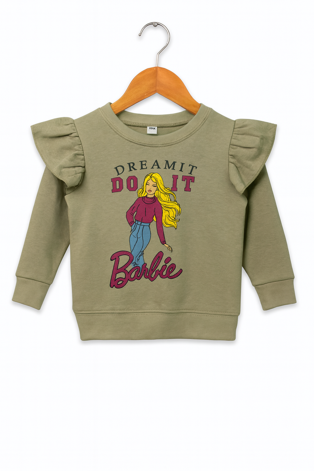 Baby Girls Frill Sleeves Barbie print Outfit Premium Quality 2 pcs Set