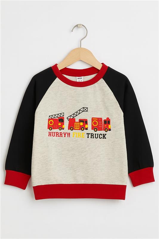 Hurry truck Fleece Premium Quality Sweatshirt Grey ,Black & Red For Boys