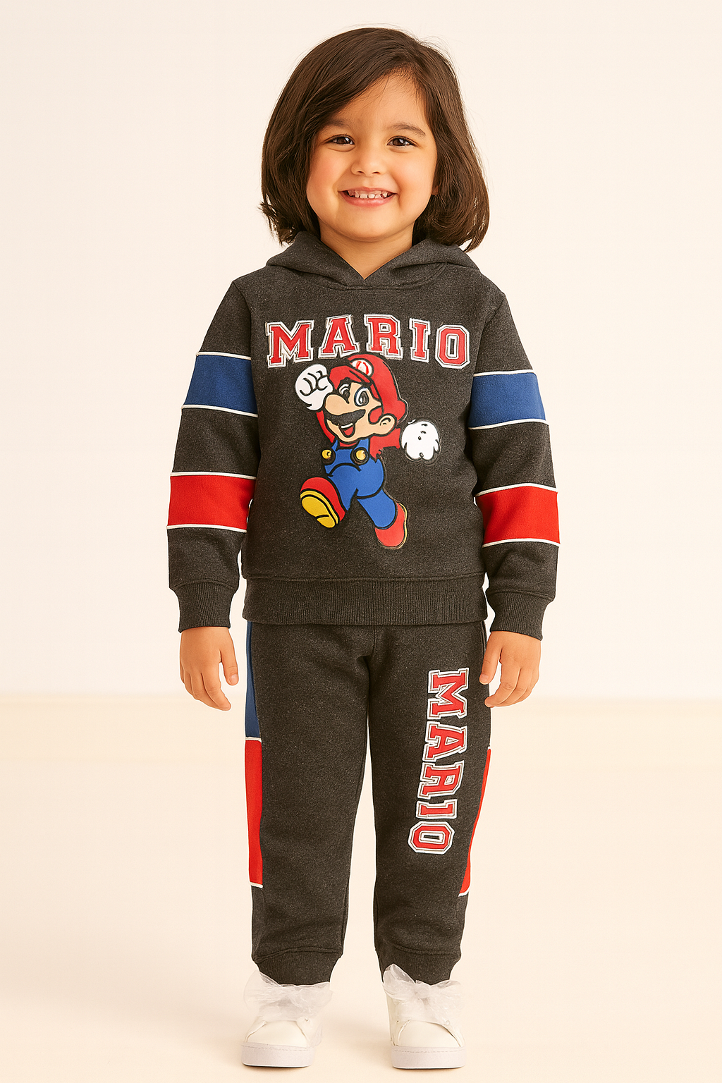 Super Mario Printed Winter Tracksuit (Sweatshirt + Joggers) for Kids
