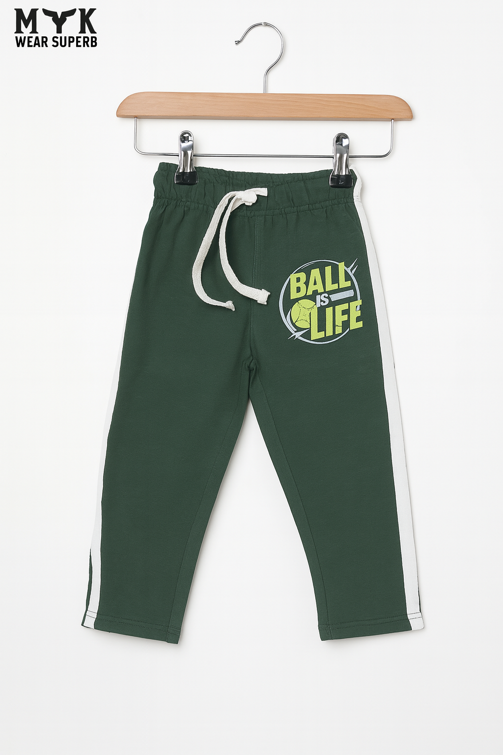 Boys' Cotton Summer Set – "Ball is Life" Striped Tee & Jogger Pants
