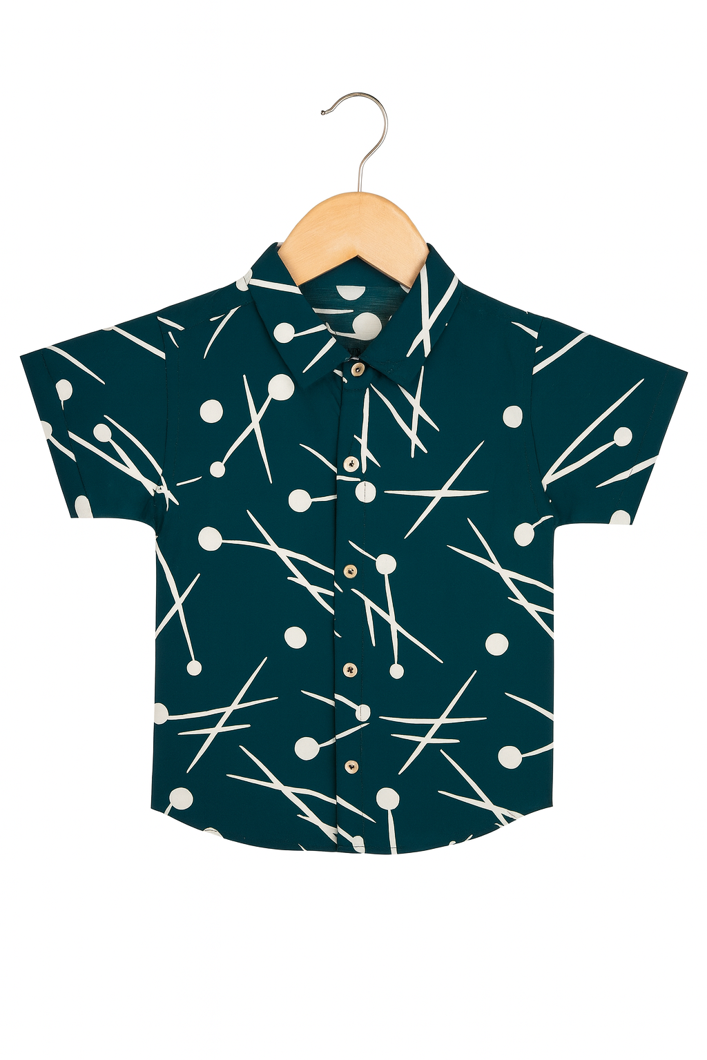 Green & White Casual Linen Co-Ord Set for Kids