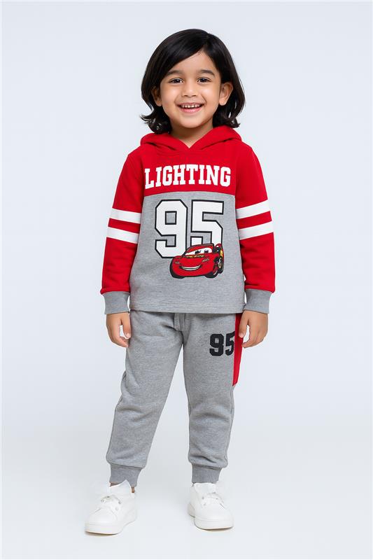 Lighting 95 Red & Grey  Fleece Hoodie Tracksuit 2 pcs set