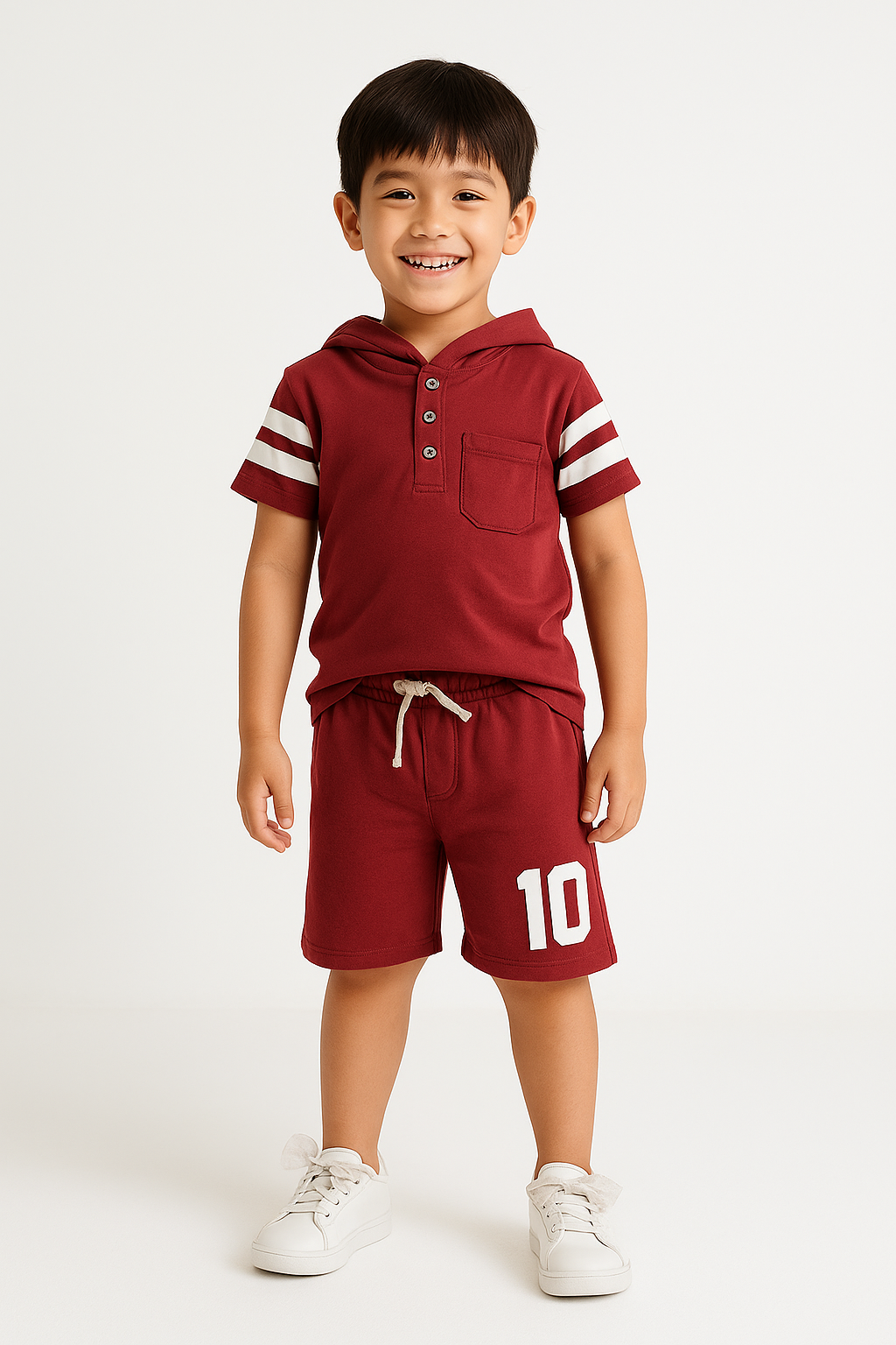 Sporty Champ Kids Hooded Set – Jersey Red Edition