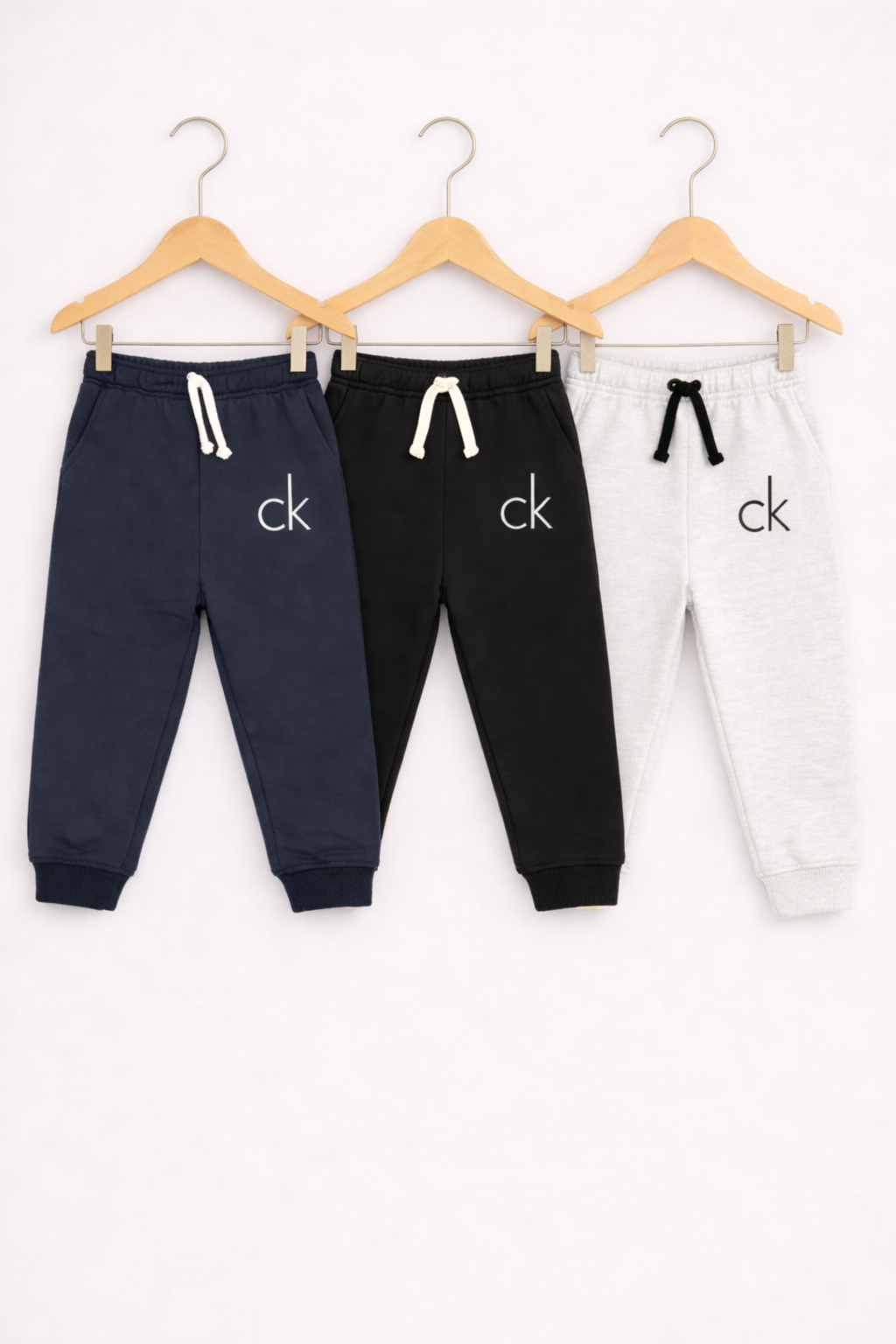 Set of 3 Joggers (Navy, Black & Light Grey) – CHECK