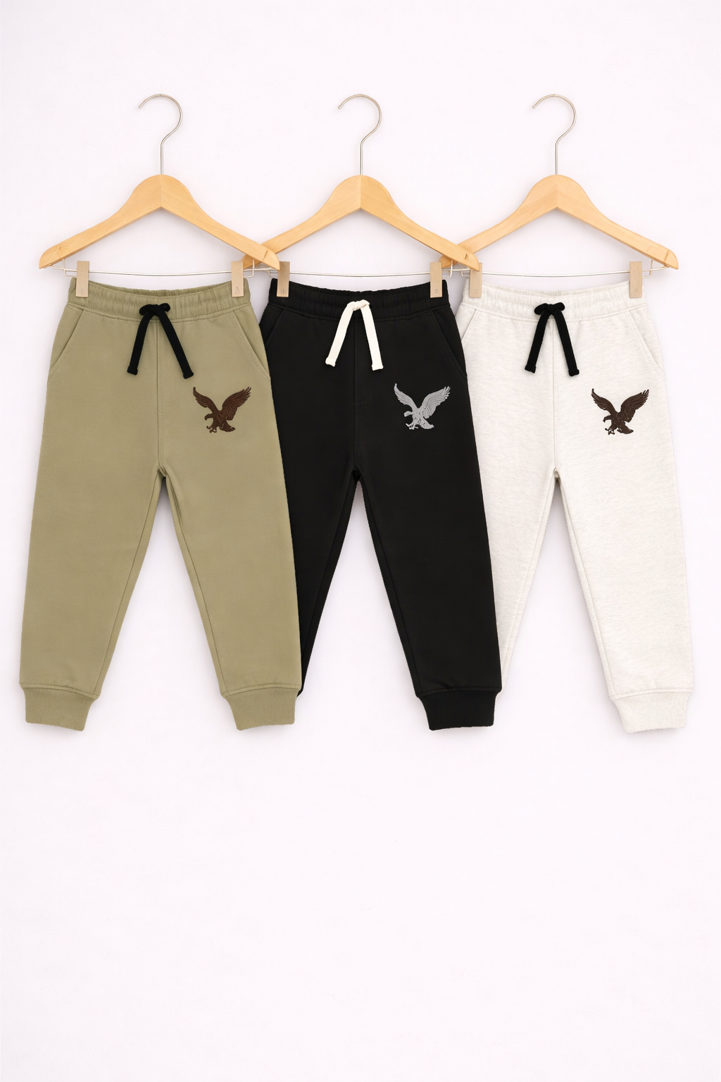 Set of 3 Joggers (Olive, Black & White) – EG