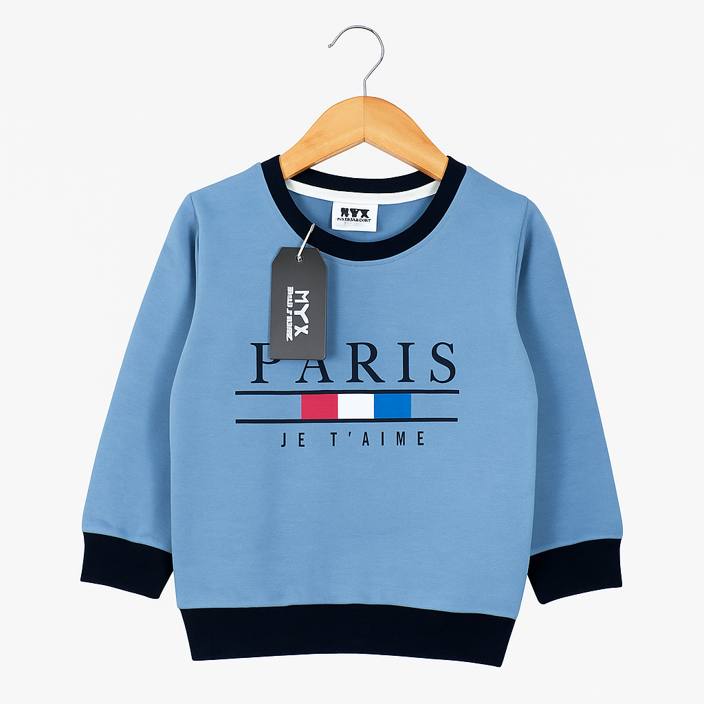 Paris Blue Baby Boy Sweatshirt Full Sleeve