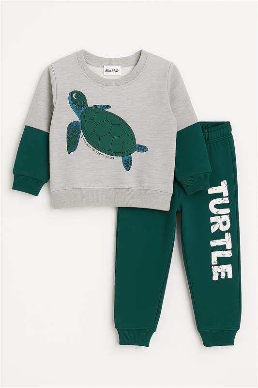 Turtle Printed Winter Tracksuit (Sweatshirt + Joggers) for Kids