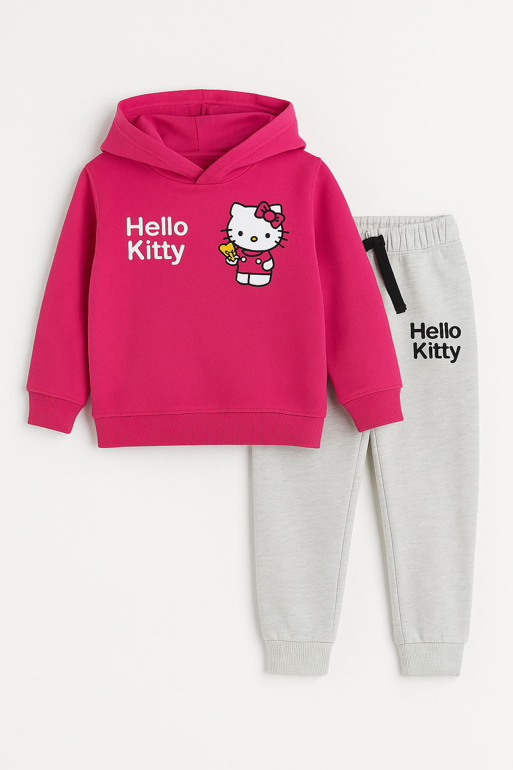 Hello Kitty Pink Hoodie With Grey Pocket Trouser 2pcs  Premium Quality Set