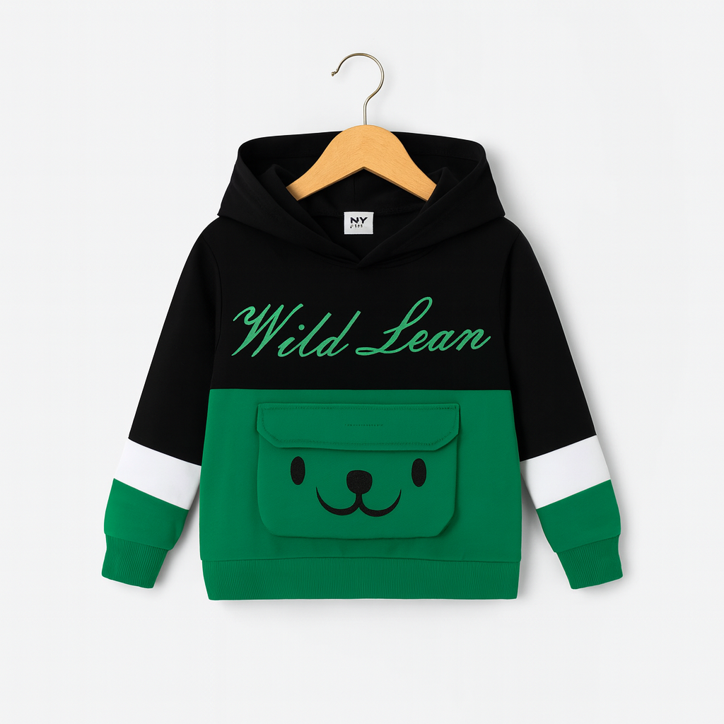 Baby Boys Green & Black Pocket Hoodie With Dori Trouser 2 Piece premium Quality Set