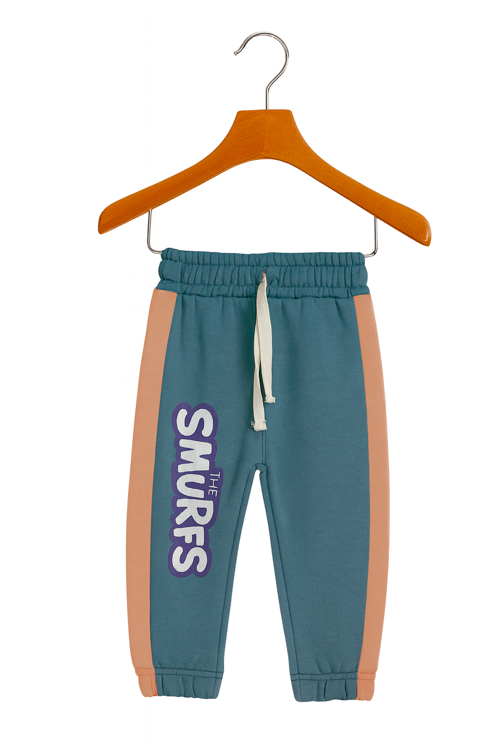 Baby Girls The Smurfs Print Peach Fleece Hoodie With Blue Panel Trouser 2 Piece premium Quality Set