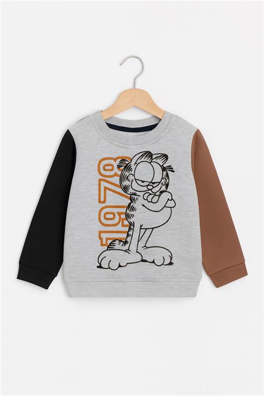 Kids Grey ,brown & black Garfield Print Sweatshirt With Panel Trouser Premium Quality Set