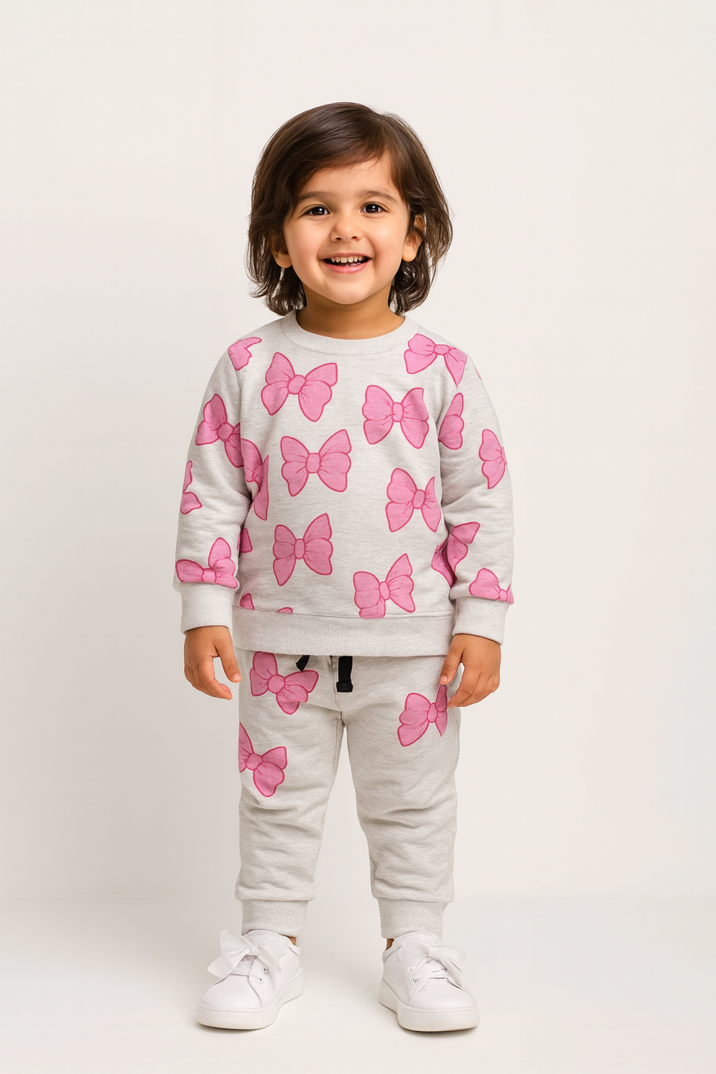Baby Girl Allover Bows Print Sweatshirt And Trouser with Dori 2 Piece Set
