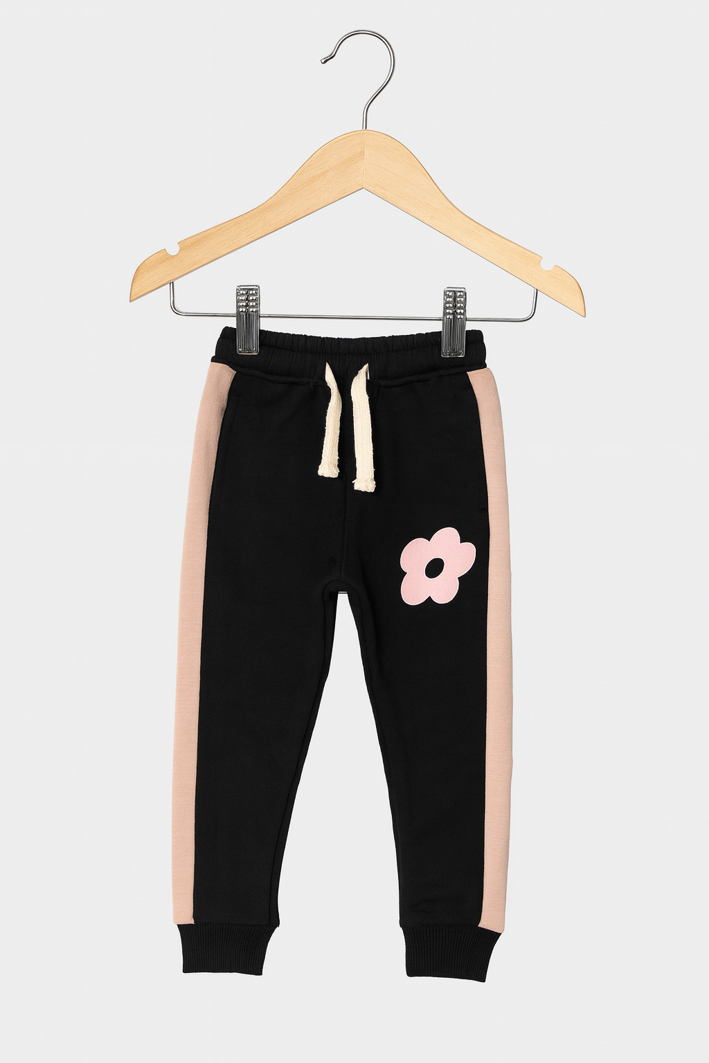 Keep Your Heart Warm Baby Girls Pink & Black Graphic Sweatshirt With Panel Trouser