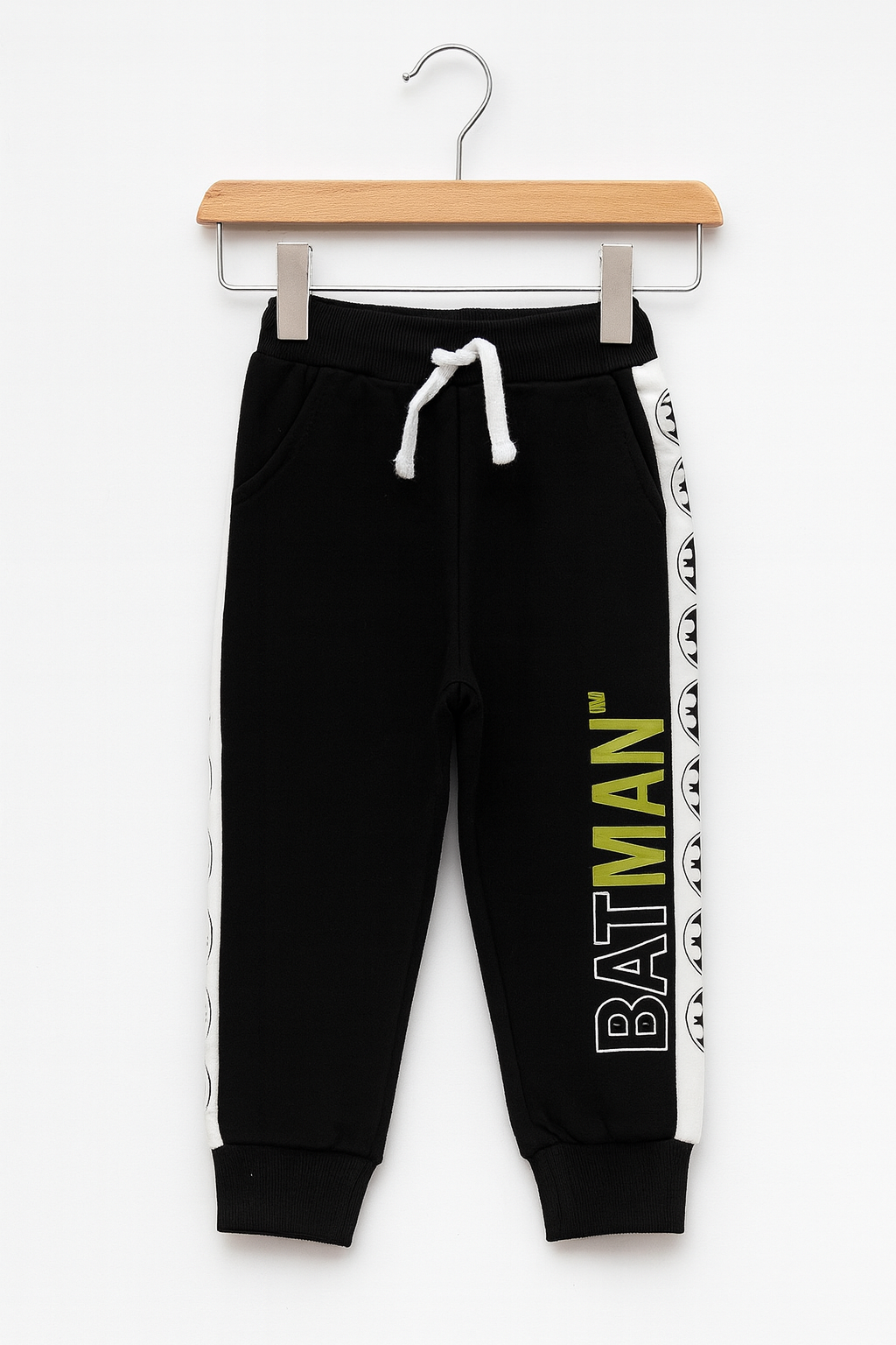 Kids Black Yellow Batman Logo Sweatshirt Long Sleeves With Panel Trouser