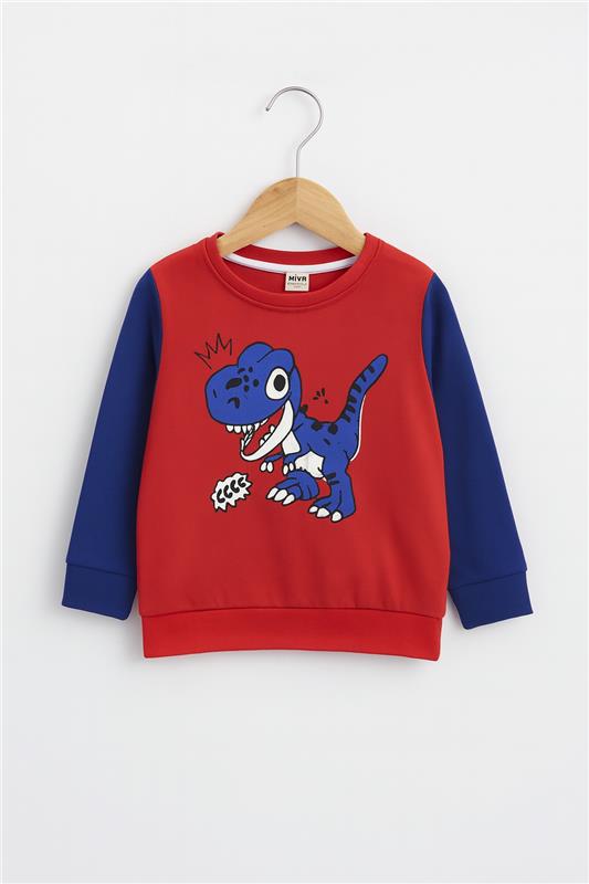 T-Rex Dino Fleece Sweatshirt Premium Quality Red and Blue For Kids