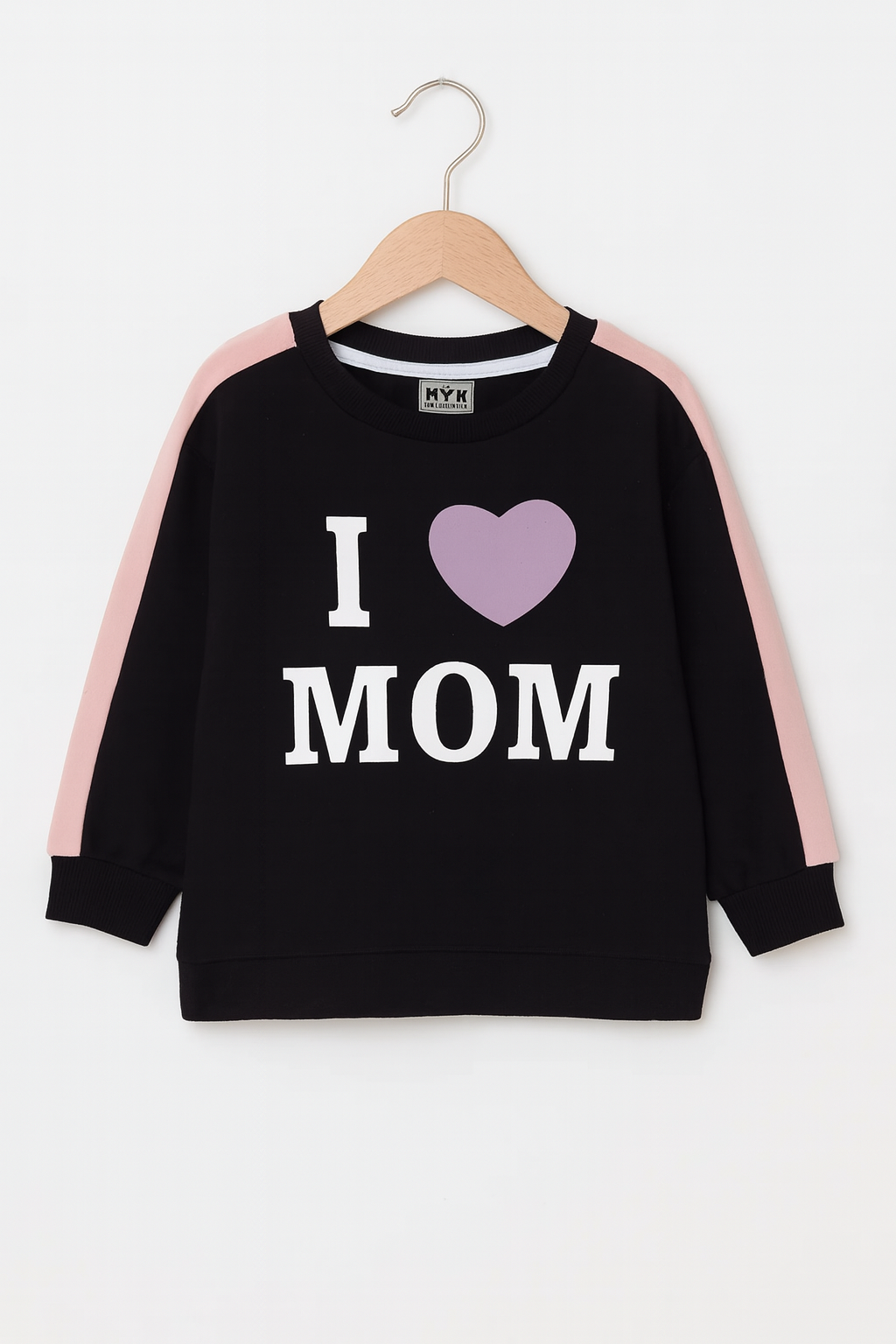 Baby Girls' Casual "I Love Mom, I Love Dad" Slogan Sweatshirt and Trouser 2 Piece Set