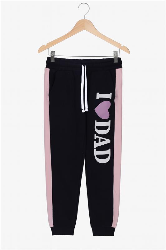 Baby Girls' Casual "I Love Mom, I Love Dad" Slogan Sweatshirt and Trouser 2 Piece Set