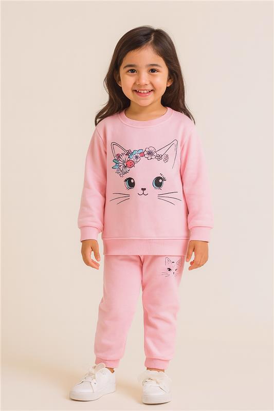 Cute Cat Print Girls Sweatshirt and Trouser in premium Quality for girls