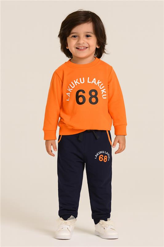 Toddler Boys Casual Sports Outfit Long Sleeve Letter Graphic Sweatshirt with Pocket Trouser