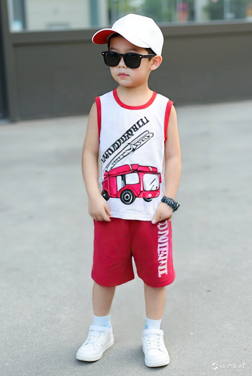 Wonderful Fire Truck Sleeveless Summer Set for Boys – Bold & Fun