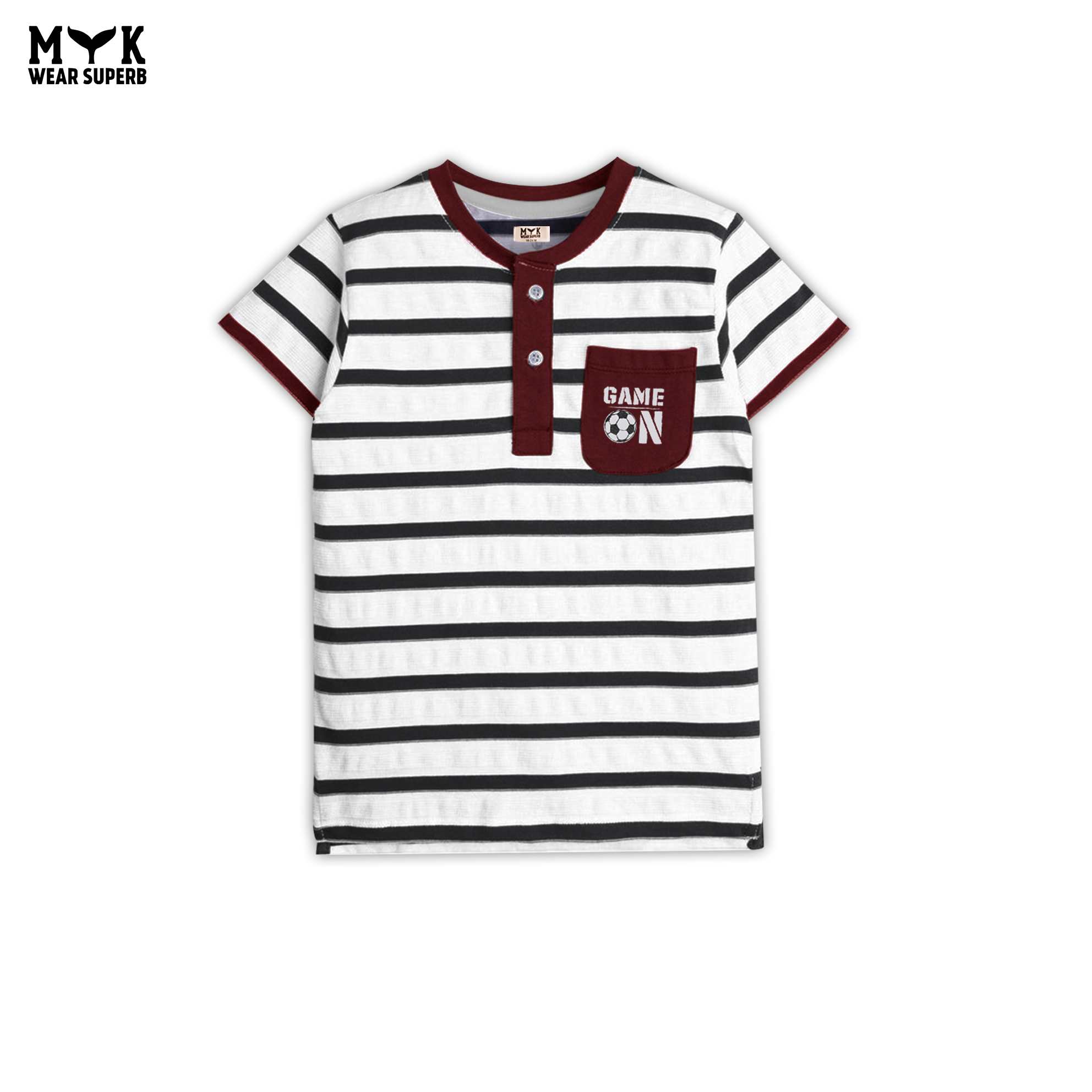 Boys Striped Game On Maroon & White Summer Set