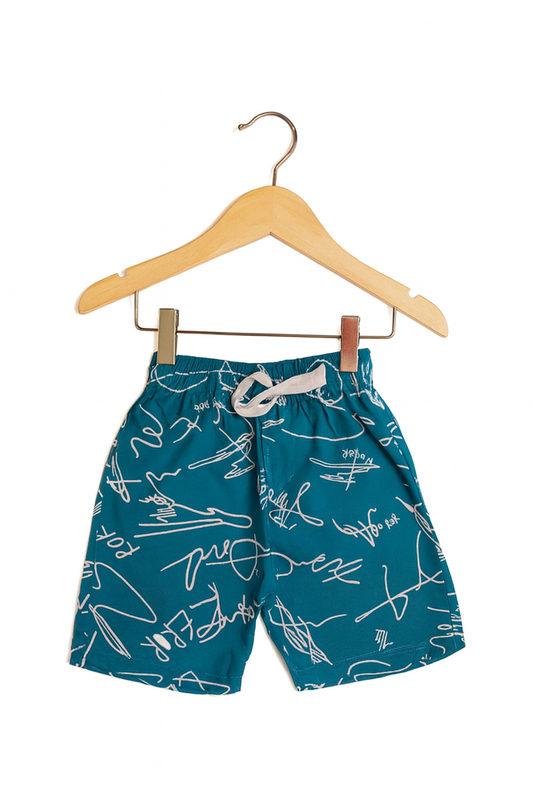 Teal Scribble Print Linen