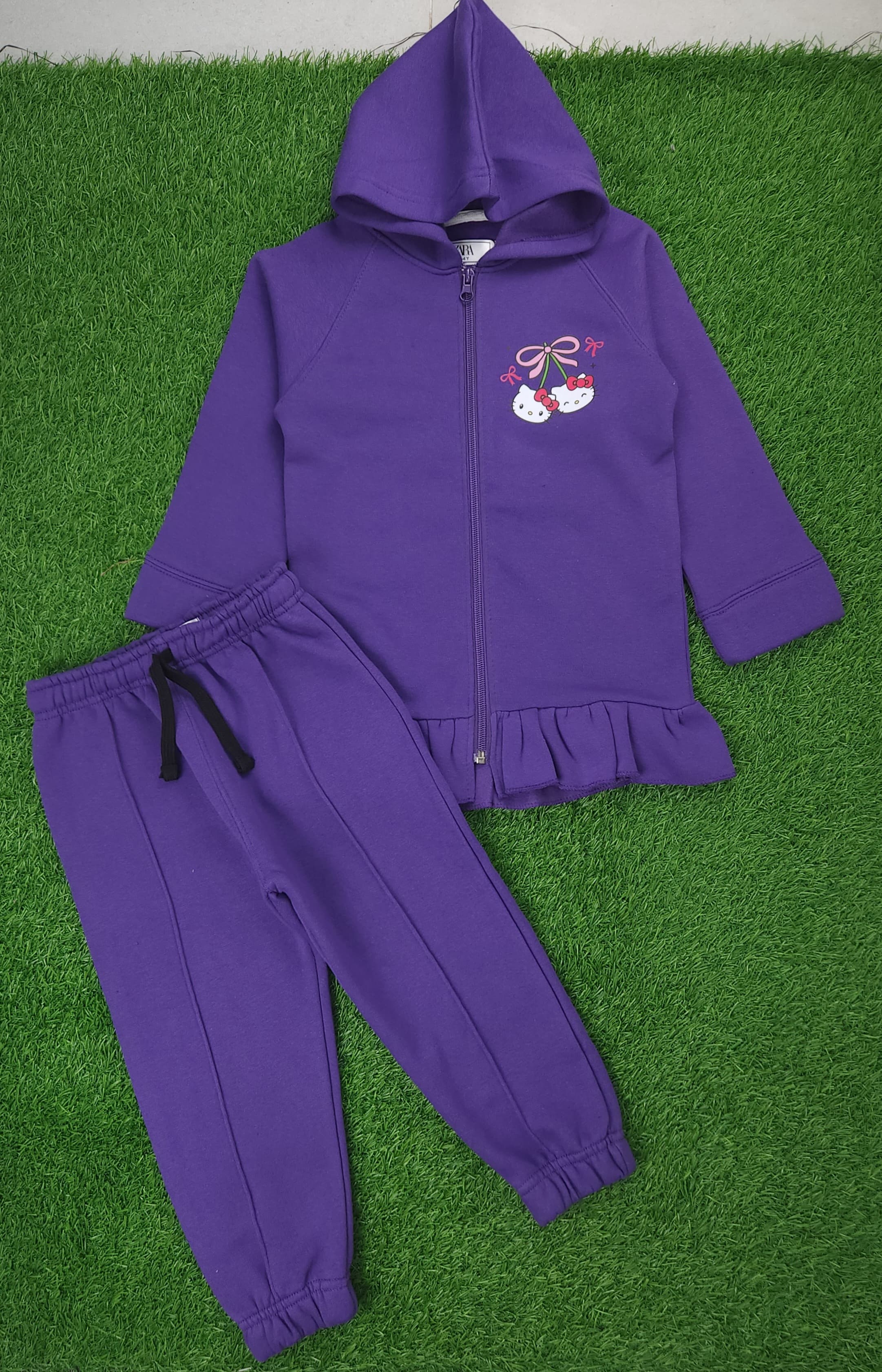 Cute Kitty Bow Kids Zipper Set