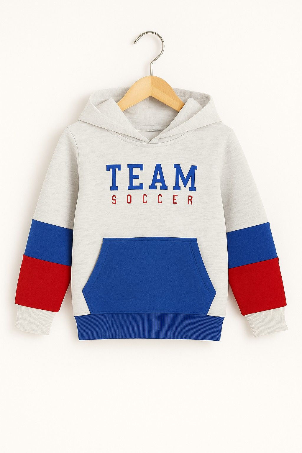 Kids Blue & White ‘Team Soccer’ Hoodie and  Tracksuit Set