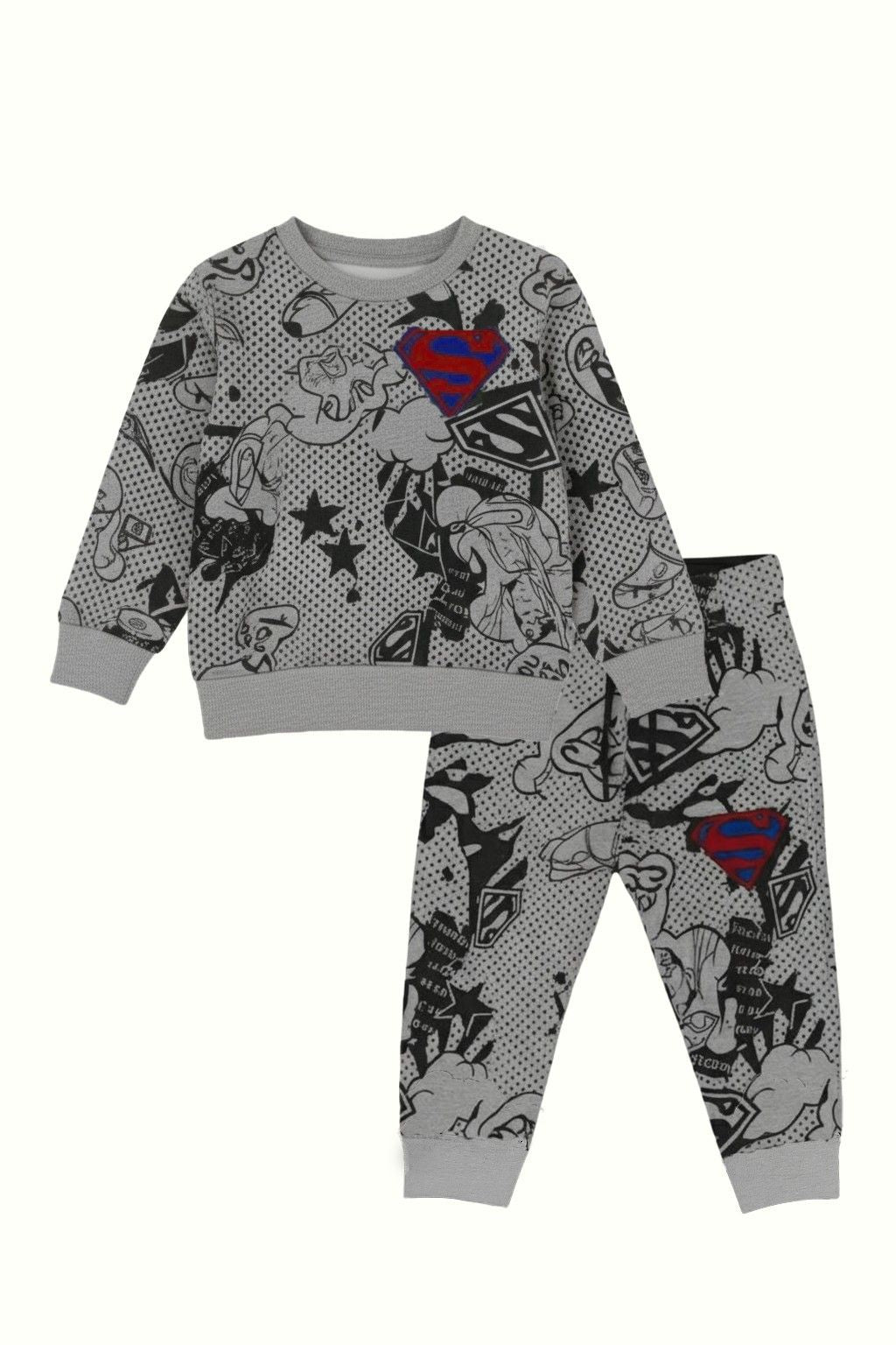 Kids Grey Superman Printed Sweatshirt and Jogger Set
