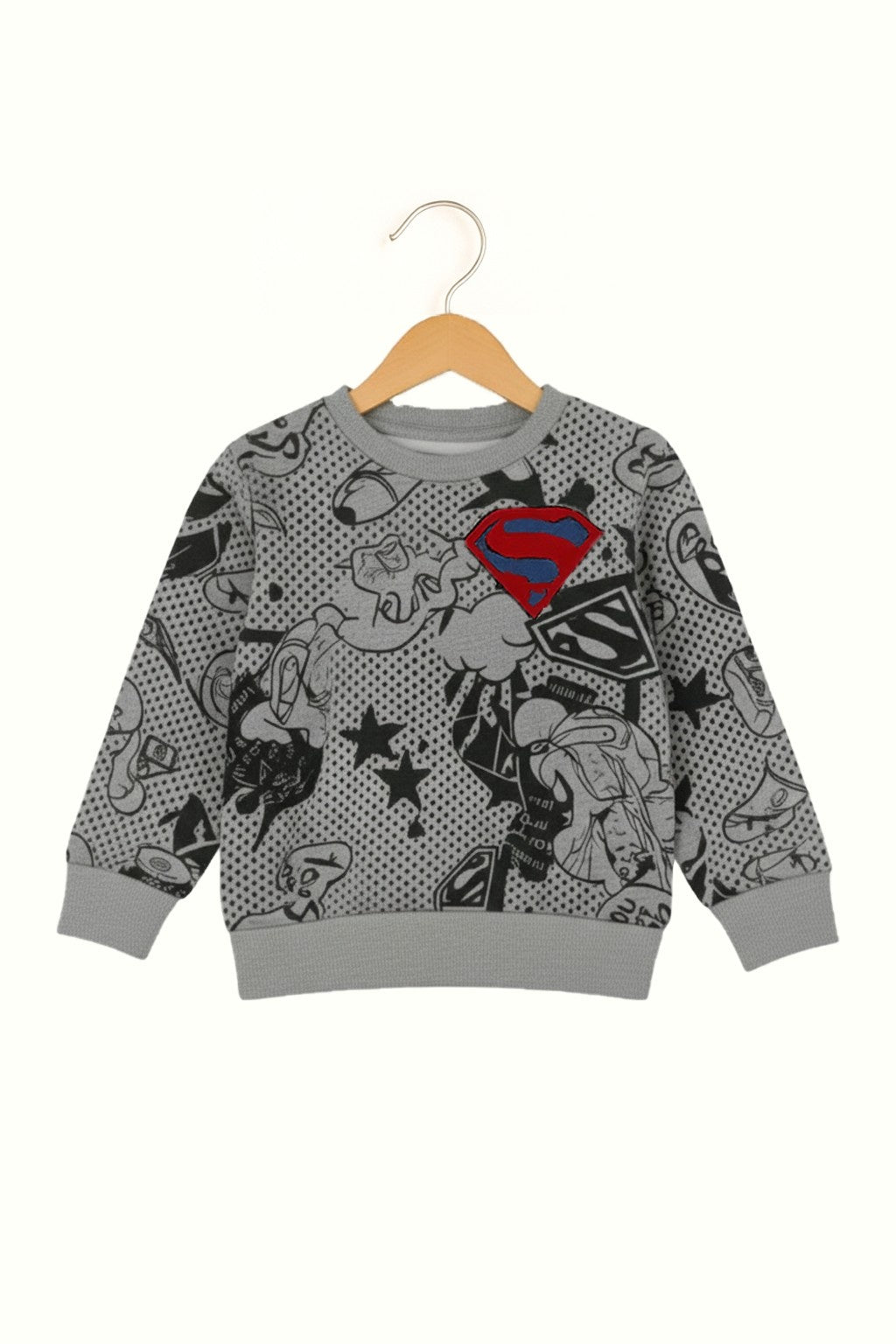 Kids Grey Superman Printed Sweatshirt and Jogger Set