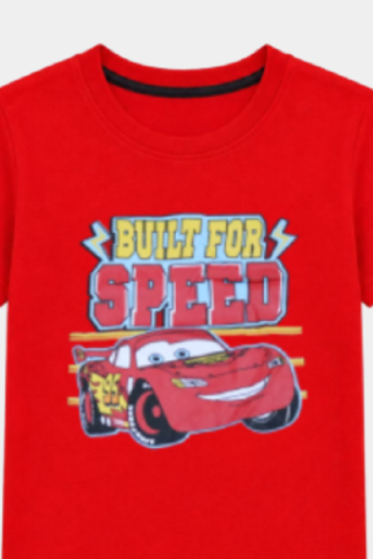 Boys Lightning Race Car T-Shirt & Shorts Set - Red & Black