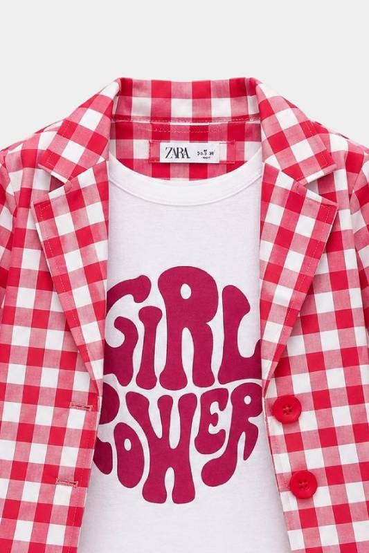 Girls Red Checkered 3 Piece Summer Co-Ord Suit for Kids - MYK_Fatimas