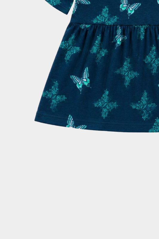 Girls Navy Blue Butterfly Print 2 Piece Summer Co-Ord Set Kids - MYK_Fatimas