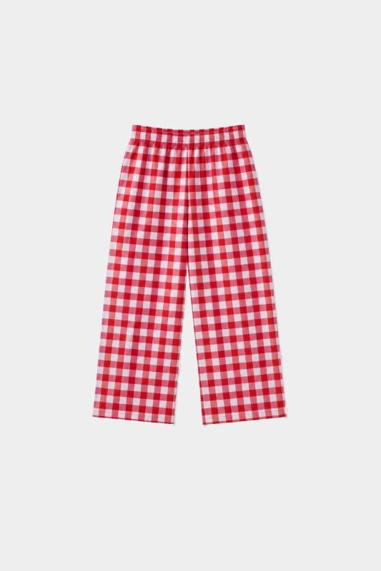 Girls Red Checkered 3 Piece Summer Co-Ord Suit for Kids - MYK_Fatimas