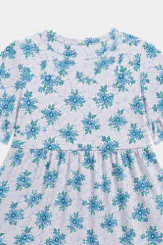 Girls Blue Floral Printed Summer Co-Ord Set for Kids Casual Wear - MYK_Fatimas