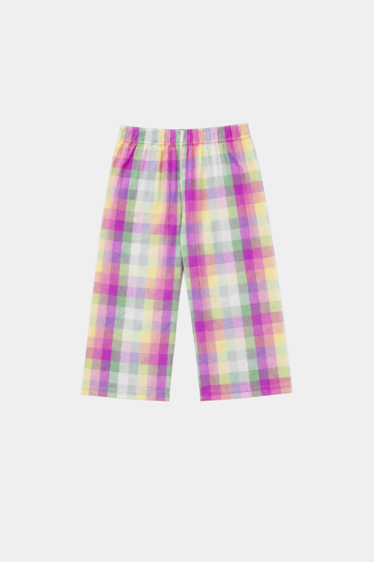 Girls Unicorn Printed 3 Piece Pastel Check Summer Co-Ord Set - MYK_Fatimas