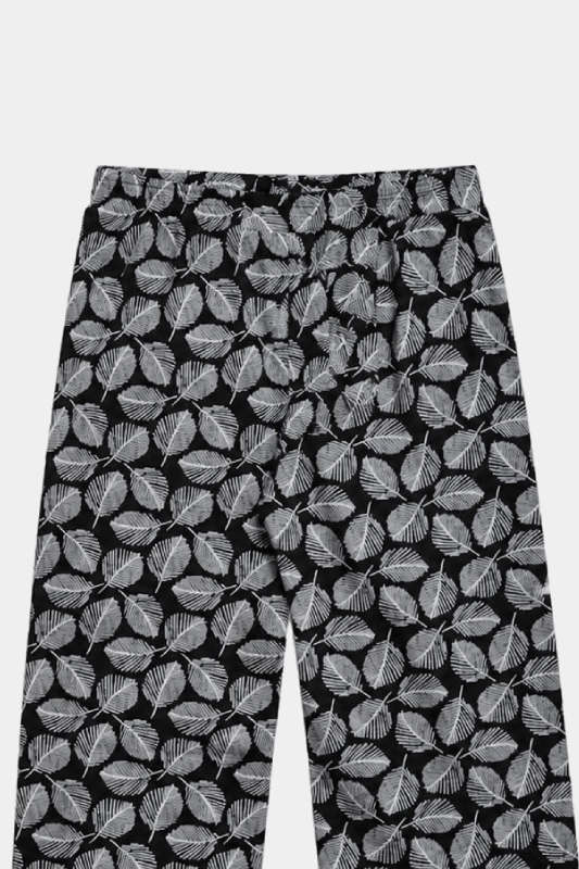 Girls Black & White Leaf Print 3 Piece Summer Co-Ord Set - MYK_Fatimas
