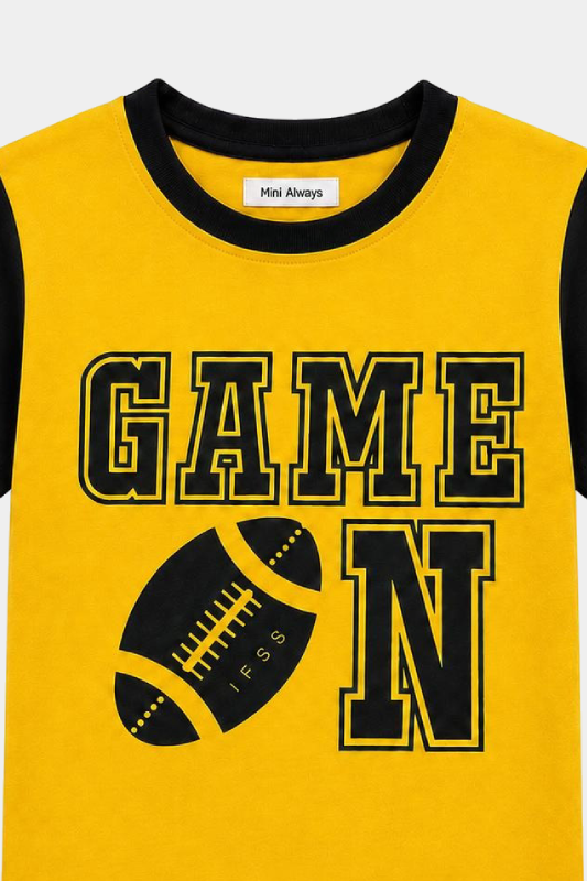 Boys Yellow & Black Game On Shorts Set – Summer Outfit