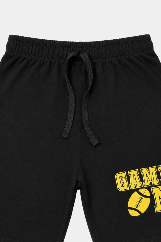 Boys Yellow & Black Game On Shorts Set – Summer Outfit