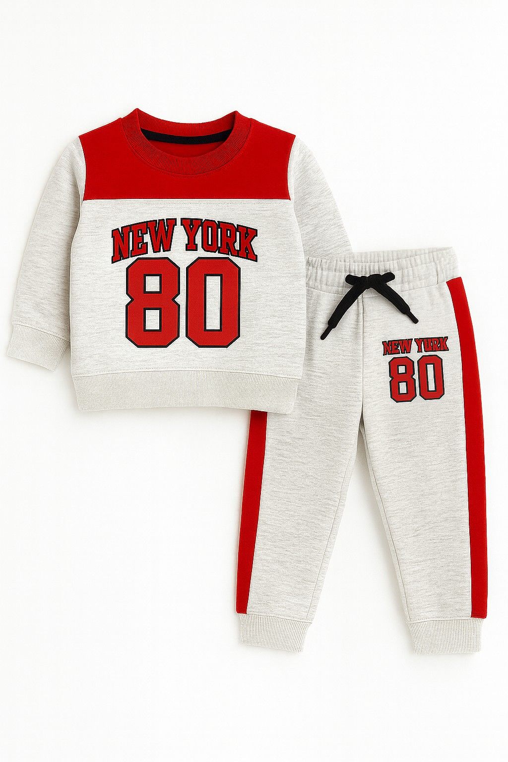 New York 80 Kids Tracksuit Red Grey Sporty Set