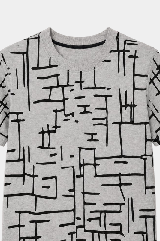 Boys Grey Printed Summer Nicker Shirt Set