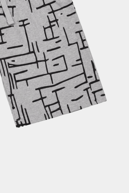 Boys Grey Printed Summer Nicker Shirt Set