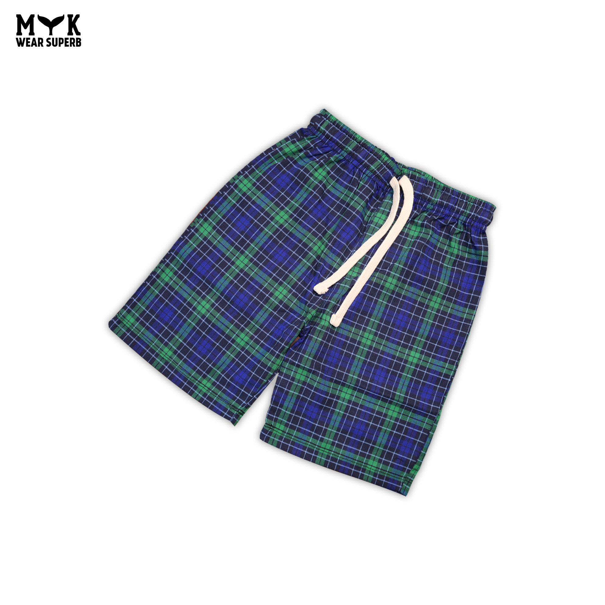 Boys Olive Green & Navy Checkered Summer Shirt and Shorts Set