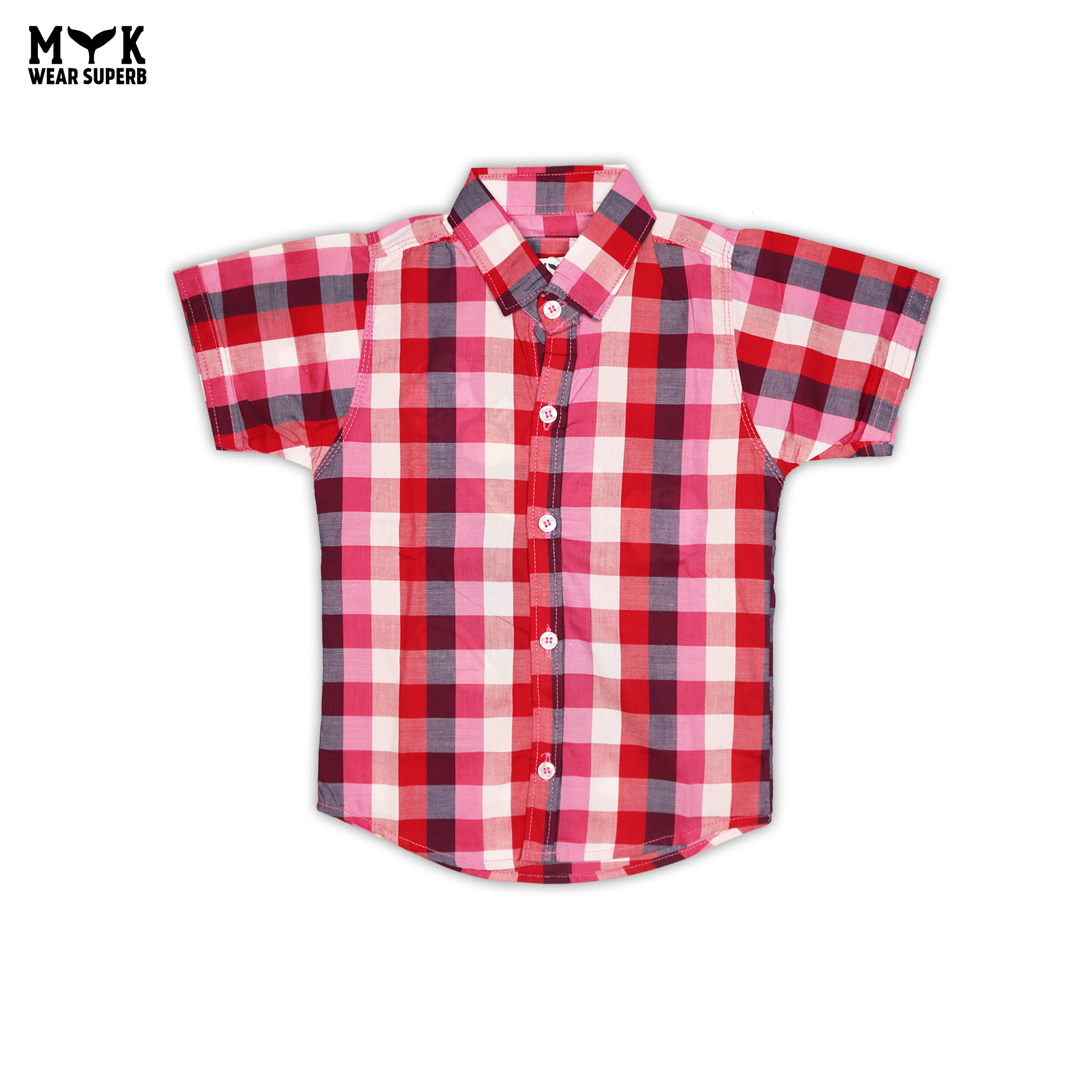 Super Mario Light Red & White Check Double Summer Shirt