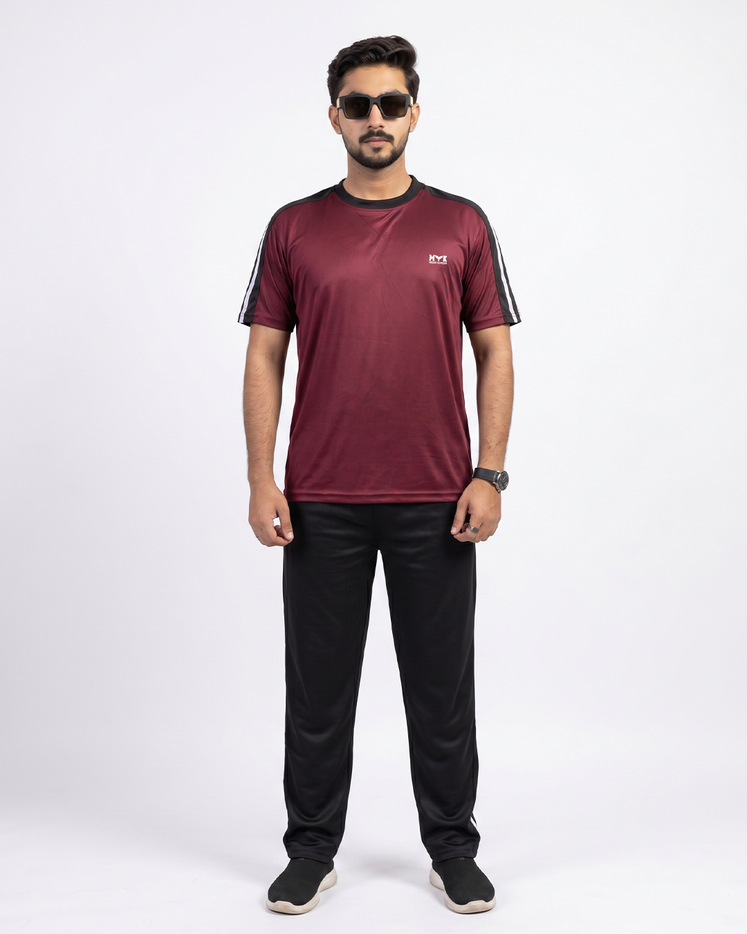 Men’s Maroon & Black Tracksuit – MYK Summer Set