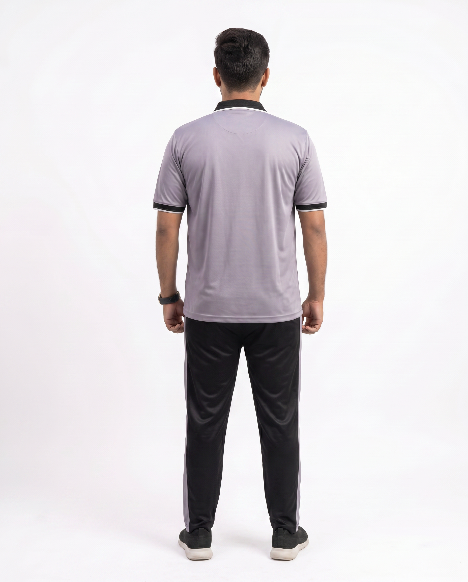 Men’s Light Grey & Black Polo Tracksuit – MYK Summer Set
